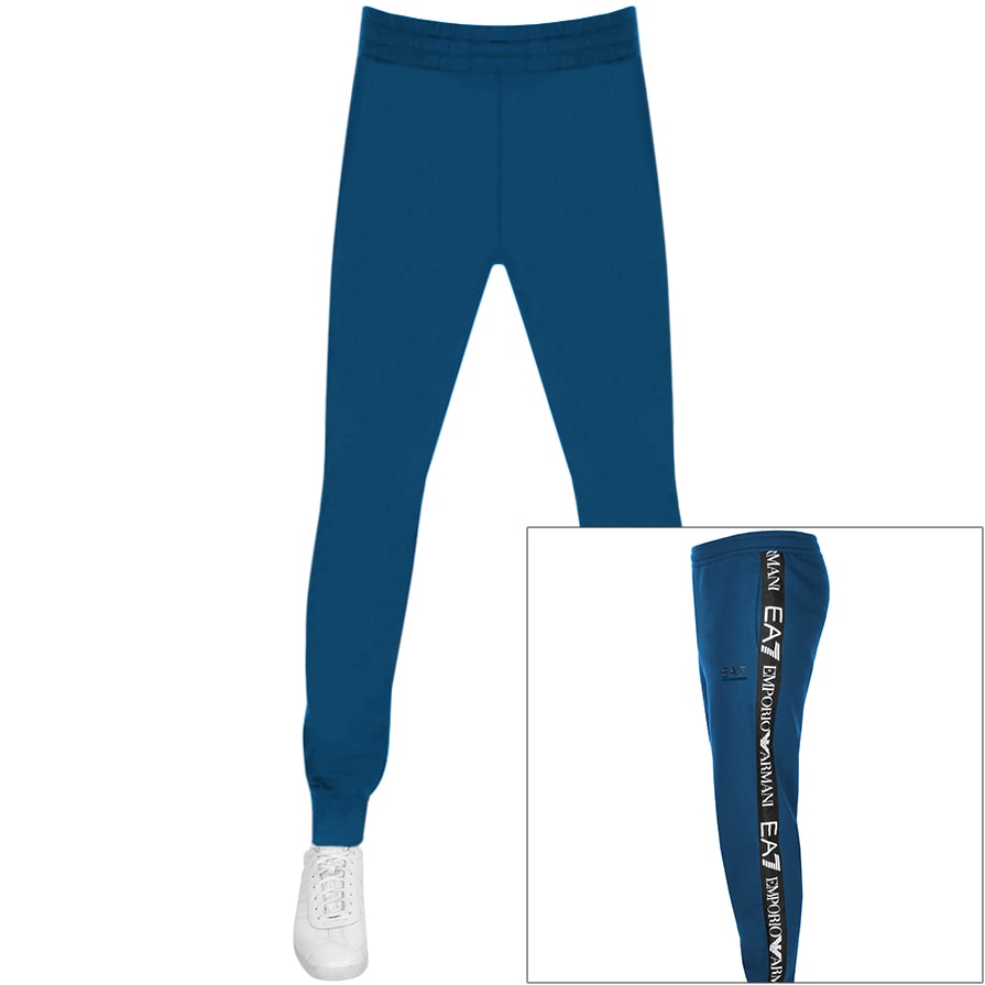 Alternative Image for ProductEA7 Emporio Armani Tape Logo Jogging Bottoms Blue1